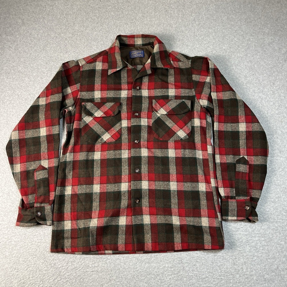 Vintage Pendleton Board Shirt Mens Small Multicolor Flannel Button Up Wool 50s